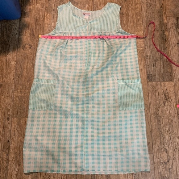 Women’s cute vintage teal & white gingham nightgown - Picture 4 of 5